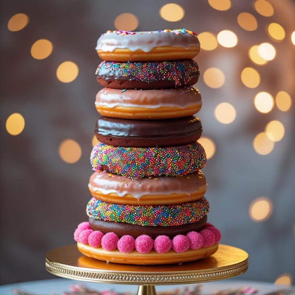 10 Popular Donut Cake Design Ideas for Every Occasion 2 Towered Donut Cake
