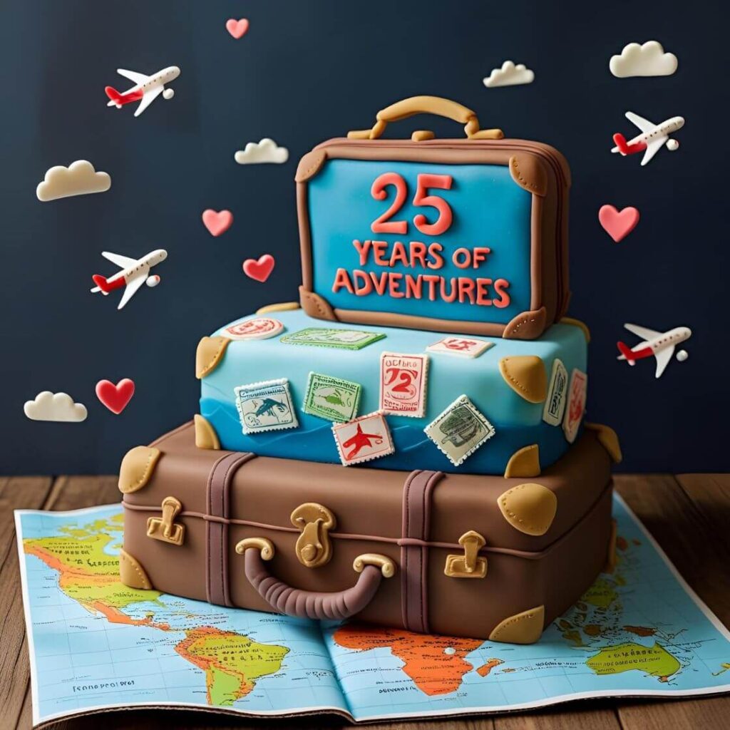 10 Best 25th Anniversary Cake Designs to Celebrate Love & Milestones 10 Travel-Themed Cake for 25th Anniversary
