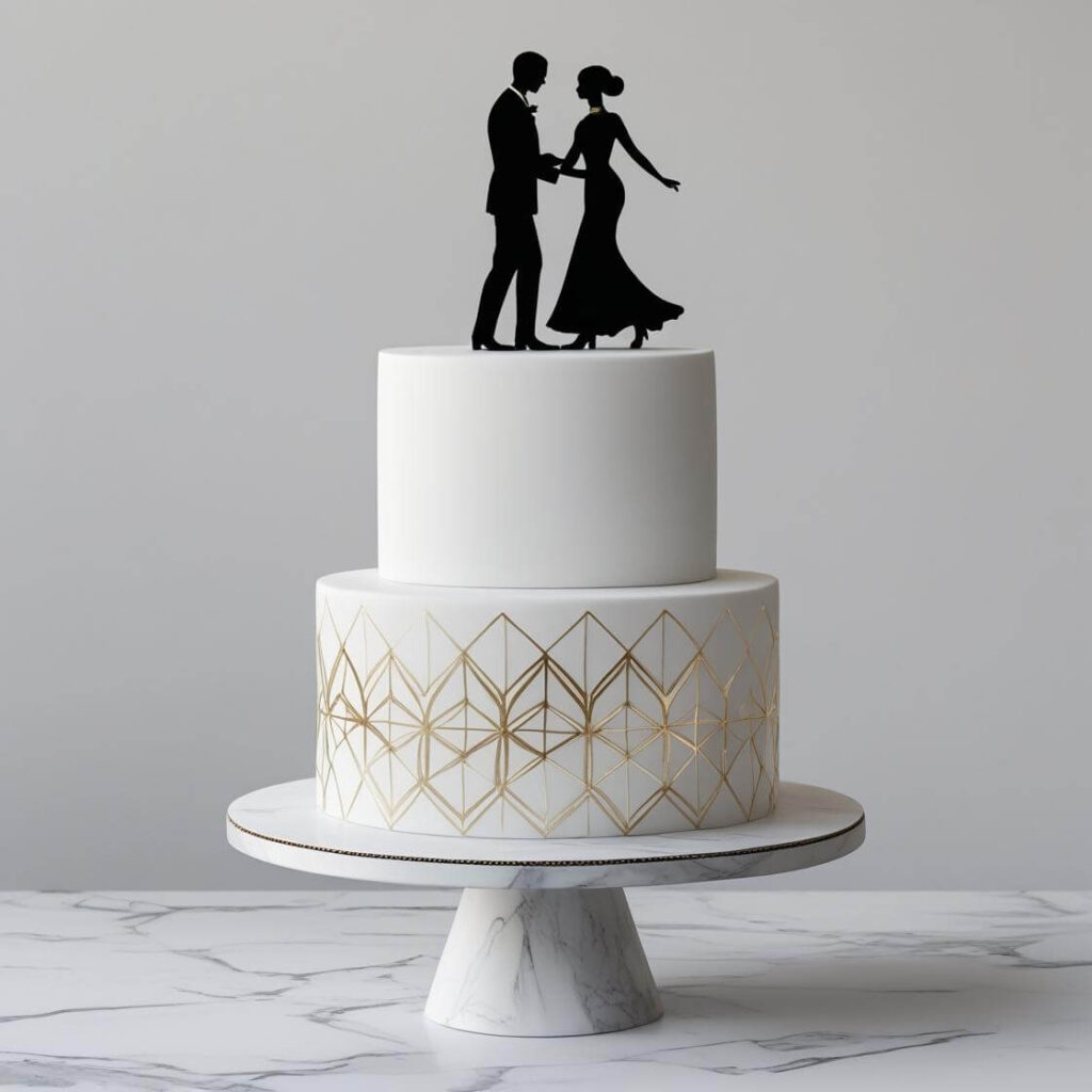 Two-Tiered Couple Silhouette Cake