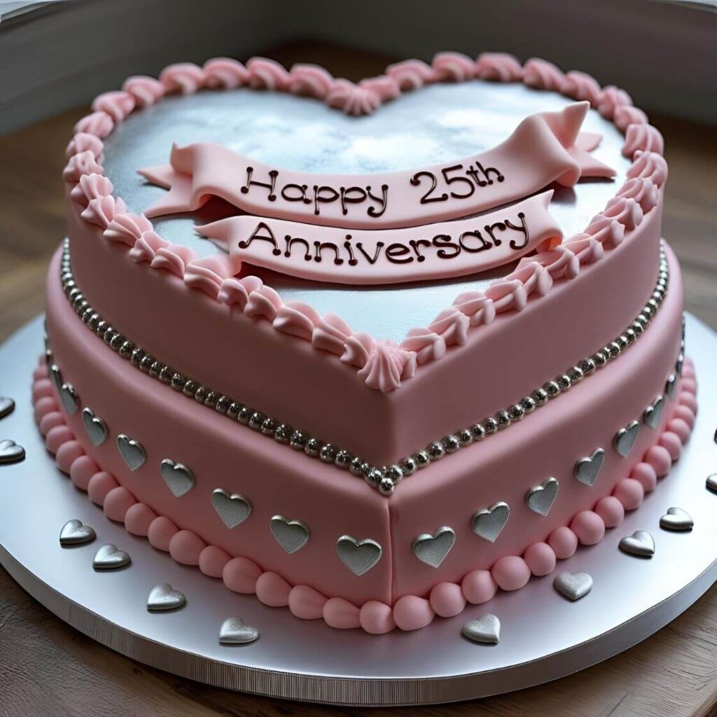 10 Best 25th Anniversary Cake Designs to Celebrate Love & Milestones 6 Two-Tiered Heart-Shaped Cake