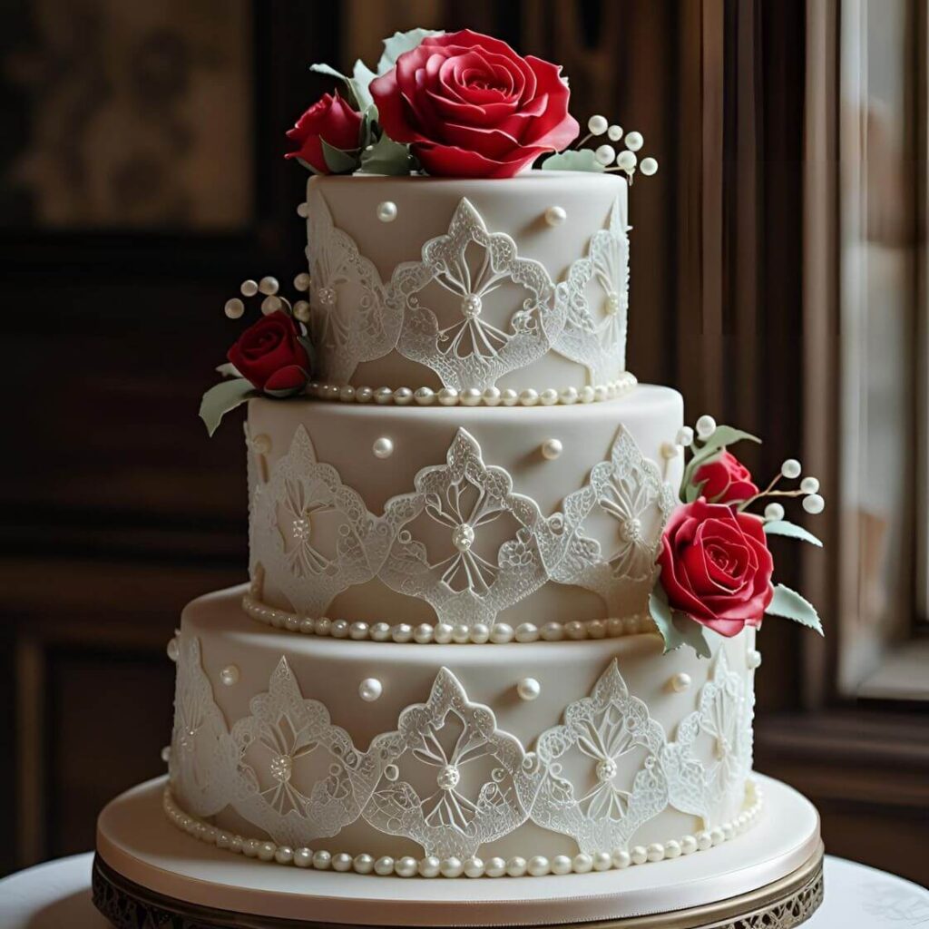 10 Popular 1st Wedding Anniversary Cake Designs to Celebrate Love 8 Vintage Lace Cake