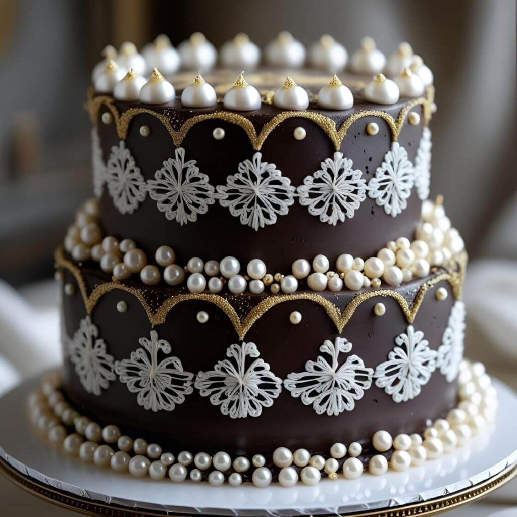 Vintage Lace Chocolate Cake