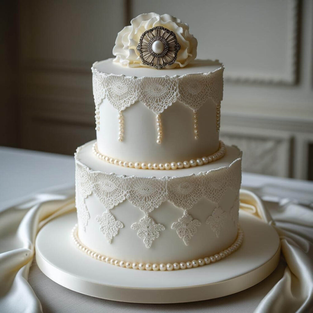 Vintage Lace & Pearls Cake