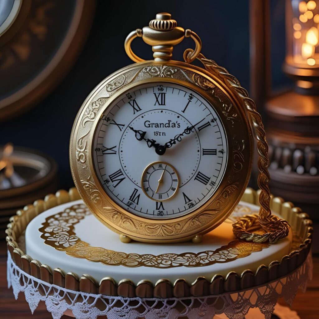 10 Trending Cake Designs for Grandpa in 2025 – Sweet & Sentimental! 2 Vintage Pocket Watch Cake