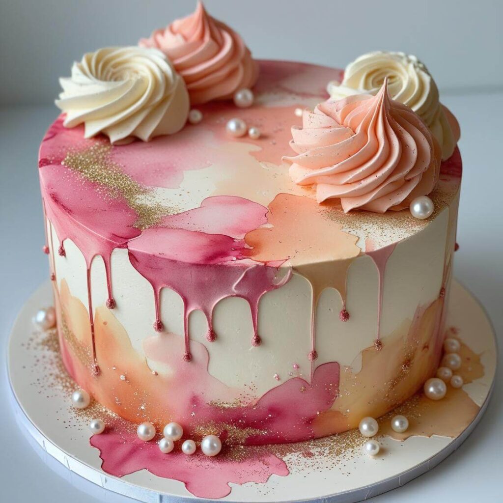 10 Adorable Baby Shower Cake Designs to Sweeten Your Celebration 10 Watercolor Splash Cake