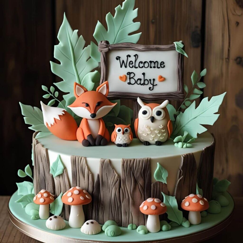 10 Adorable 1st Month Birthday Cake Designs for Baby Boy in 2025 7 Woodland Creatures Cake