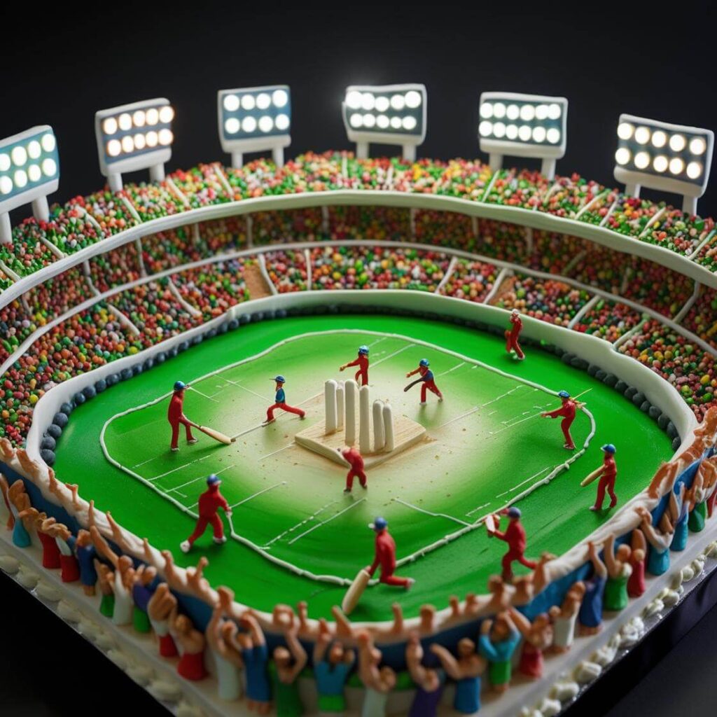 3D Cricket Stadium Cake