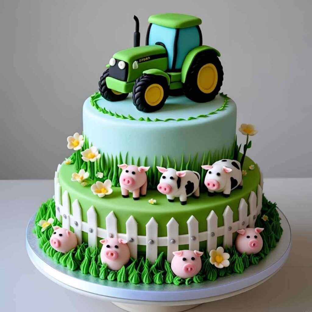 3D Tiered Tractor Cake