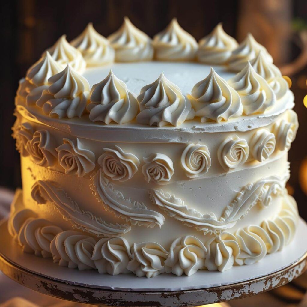 All-White Buttercream Cake