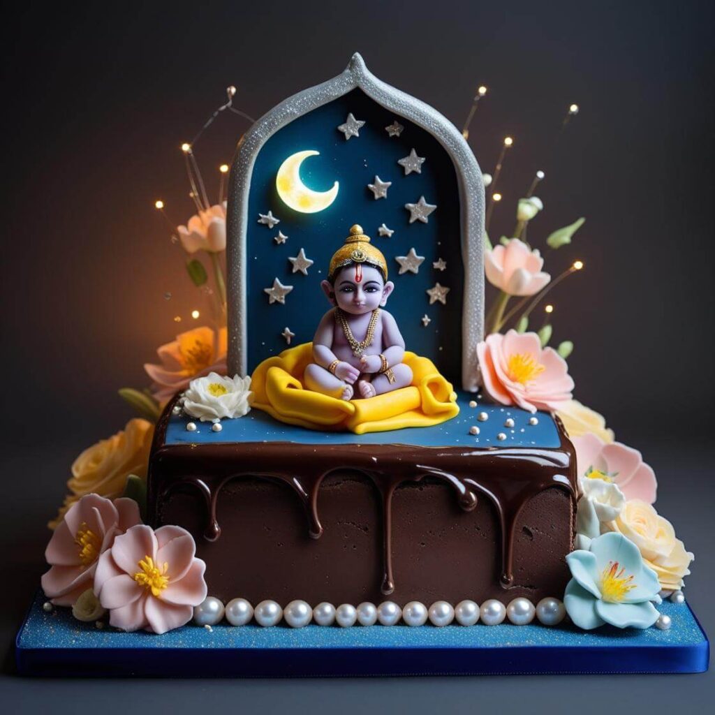 Baby Krishna in Cradle Cake