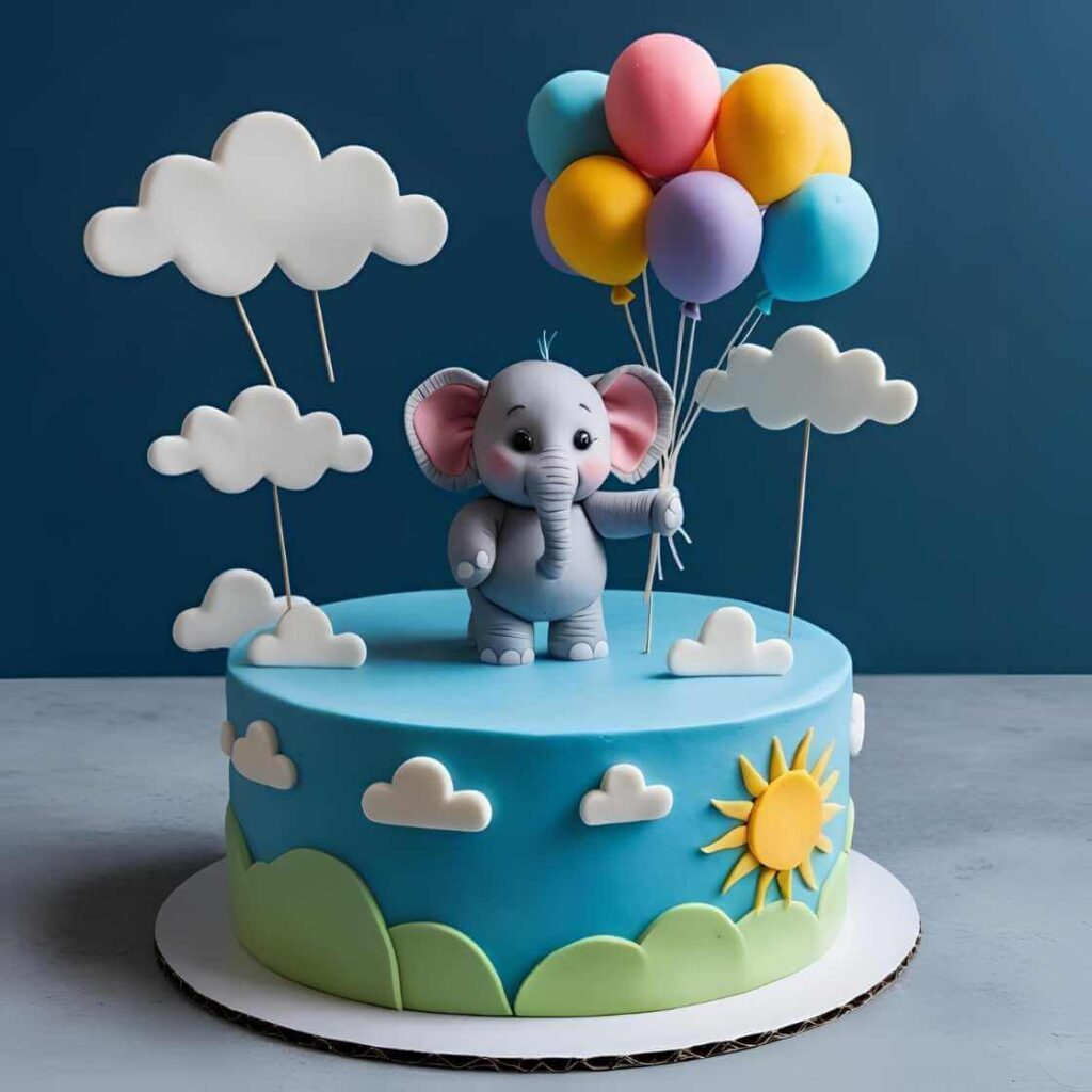 Balloon-Carrying Elephant Cake