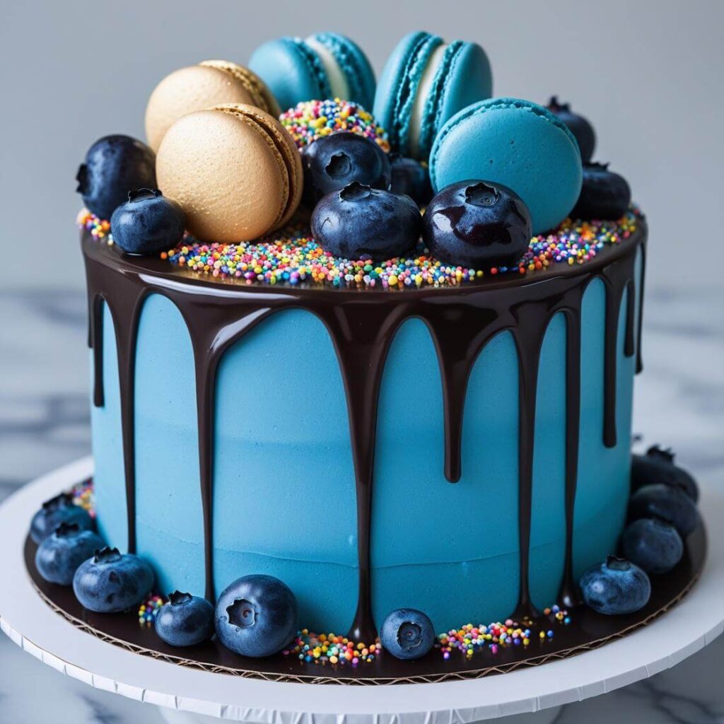 Blue Drip Cake