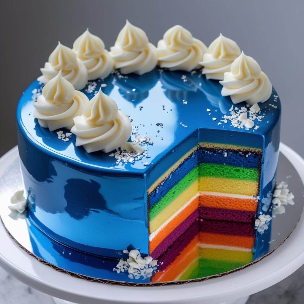 10 Stunning Birthday Cake Designs for Women – Elegant, Glam & Unique! 8 Blue Sparkling Mirror Glaze Cake