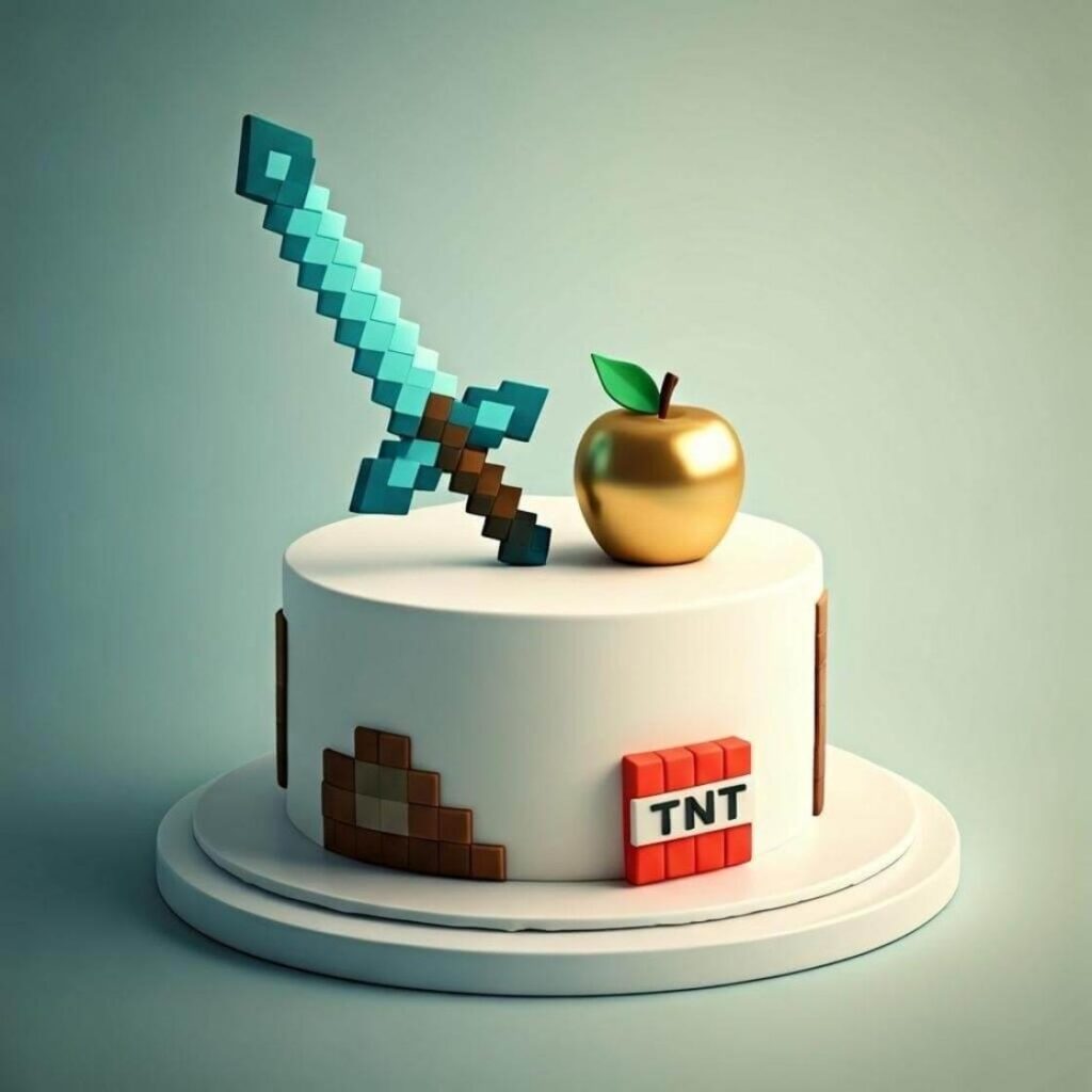 Cake with Edible Minecraft Items