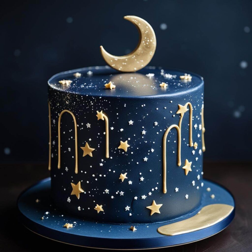 Celestial & Starry Night Cake for Ring Ceremony