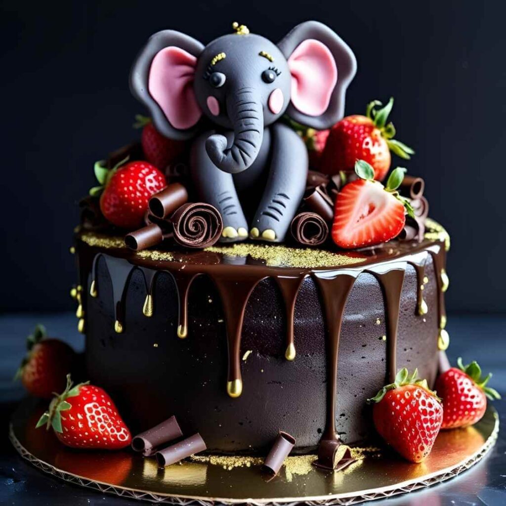 Chocolate Drip Elephant Cake