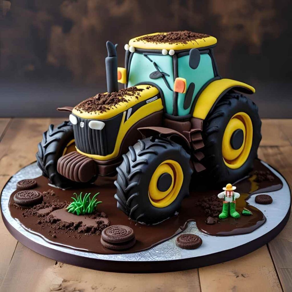 Chocolate Mud-Splattered Tractor Cake