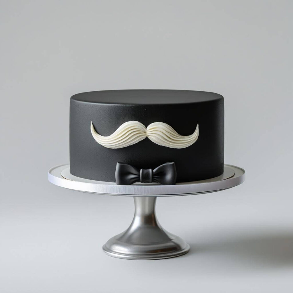 Classic Black Mustache Cake