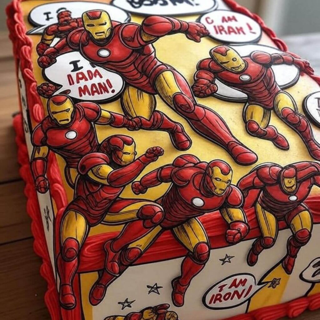 10 Stunning Iron Man Cake Design Ideas for Superhero Fans 4 Comic Book Style Cake