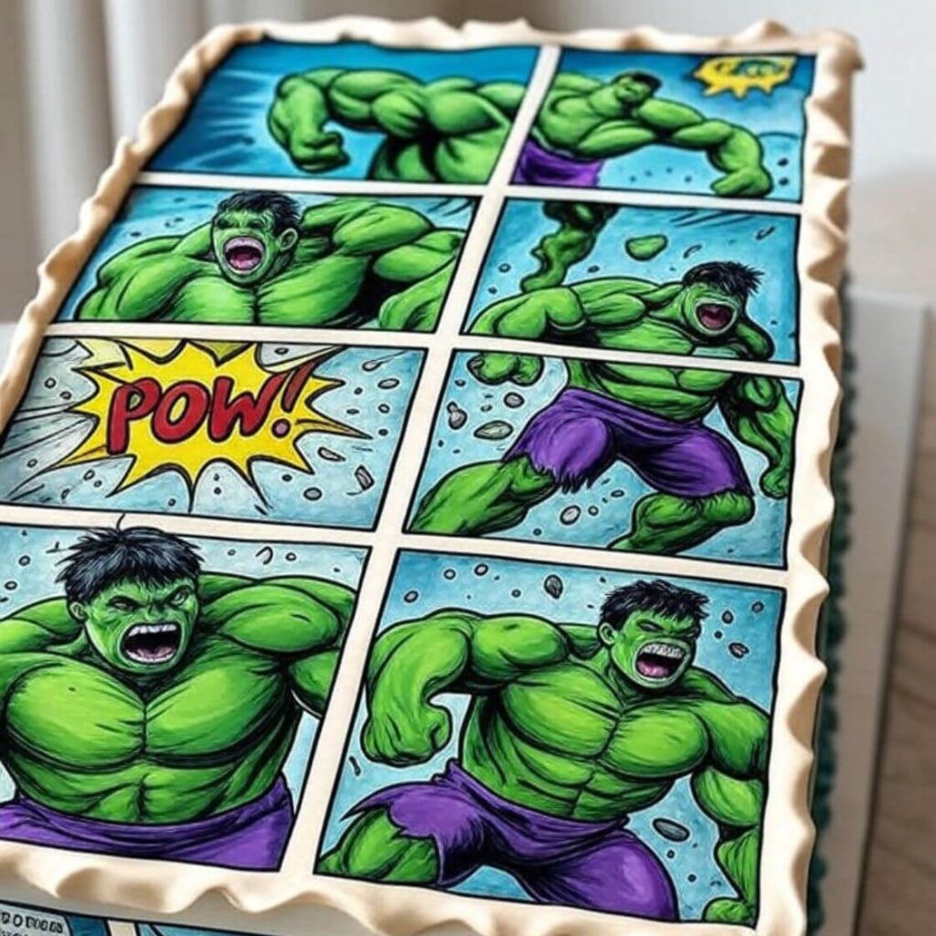 Comic Book Style Hulk Cake