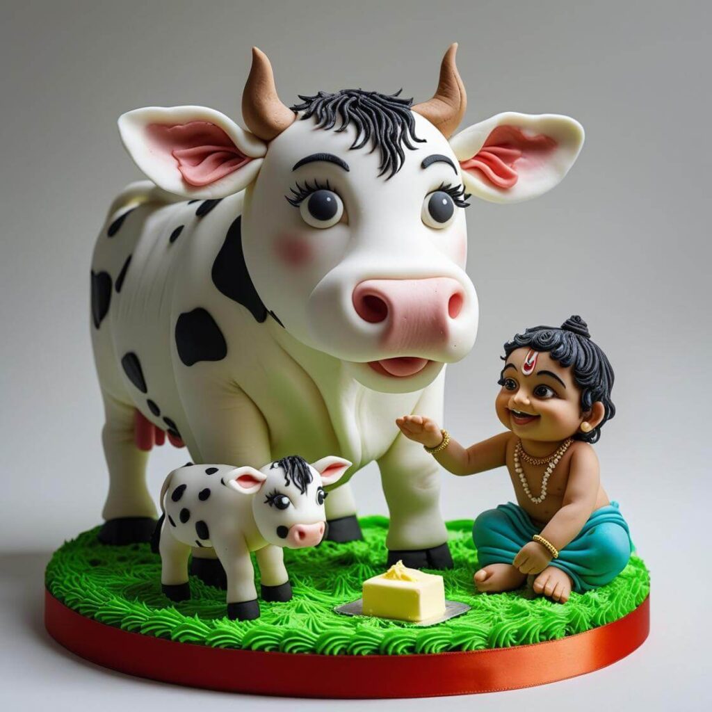 Cow & Calf Cake (Gau Mata Theme)
