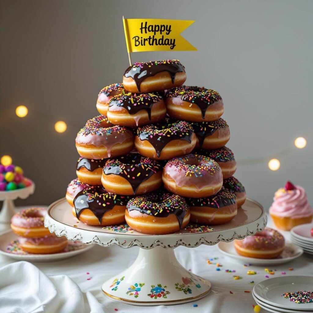 Donut Tower Cake for Girlfriend Birthday