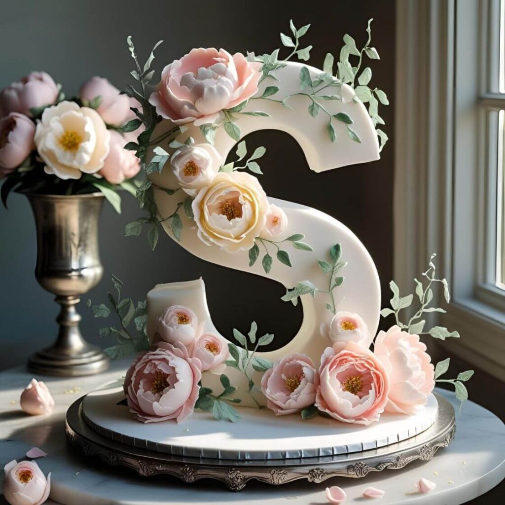Best 10 Letter Cake Design Ideas to Wow Your Guests! 2 Floral Letter Cake