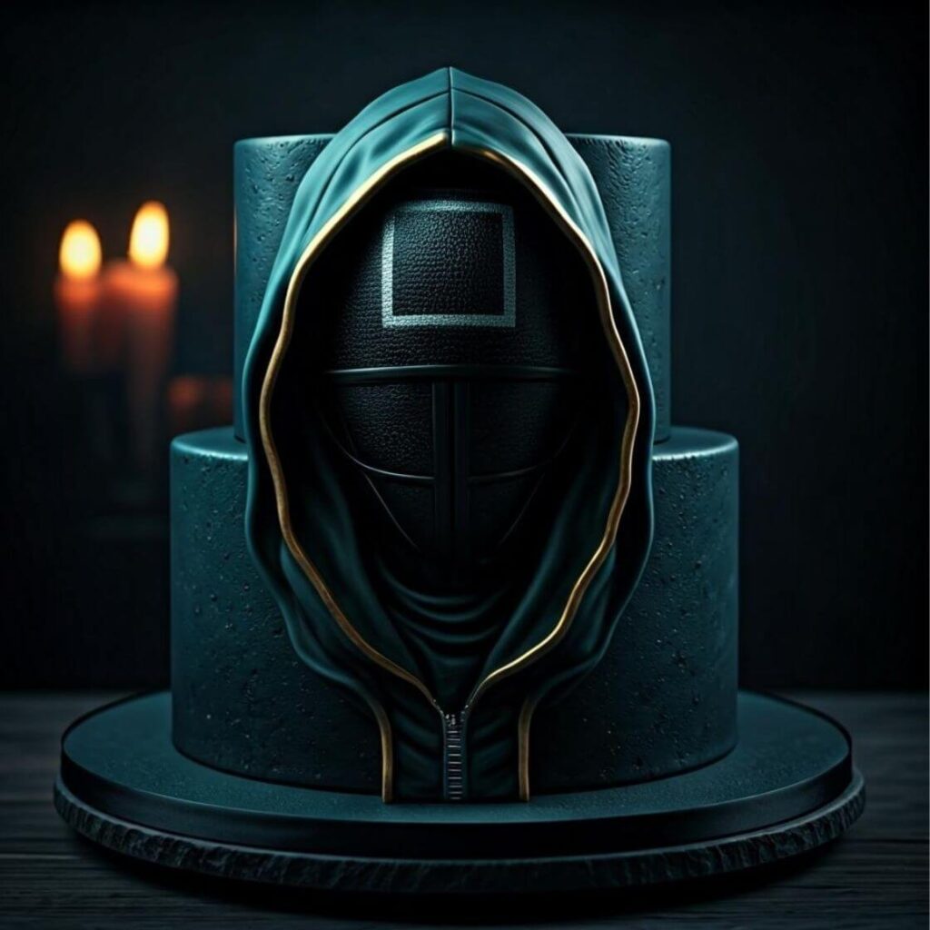 10 Unique Squid Game Cake Design Ideas for Your Next Party 4 Front Man Mask Cake