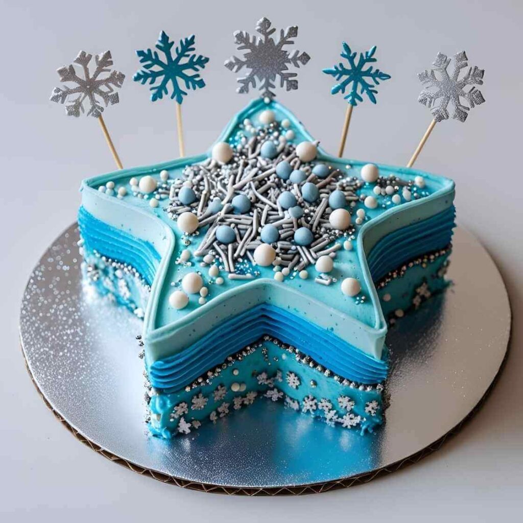 Frozen-Themed Blue Star Cake