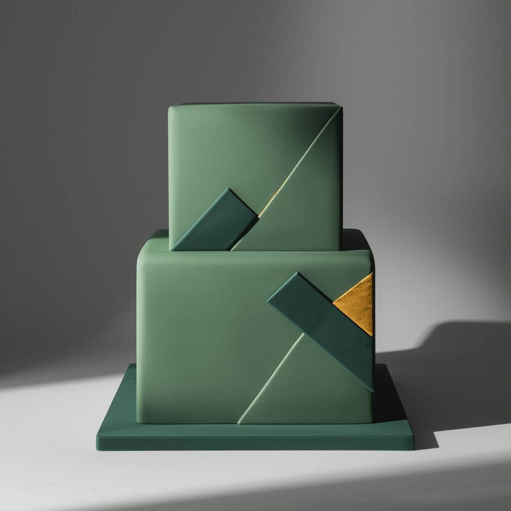 Geometric Green Glam Cake 