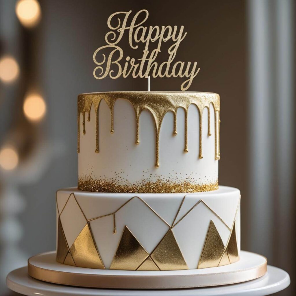 10 Stunning Birthday Cake Designs for Women – Elegant, Glam & Unique! 3 Glamorous Gold & Glitter Cake