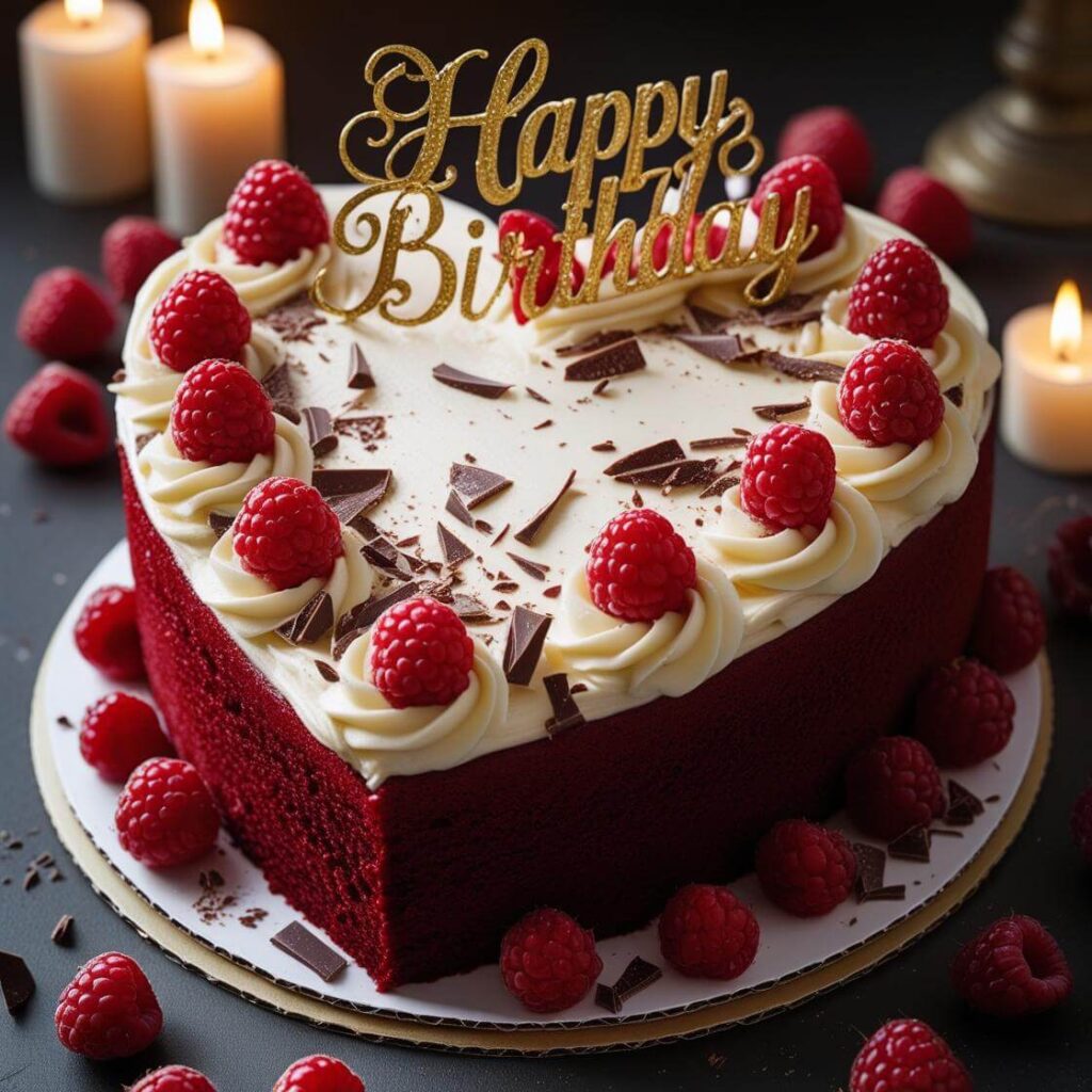 Heart-Shaped Red Velvet Cake for Girlfriend Birthday