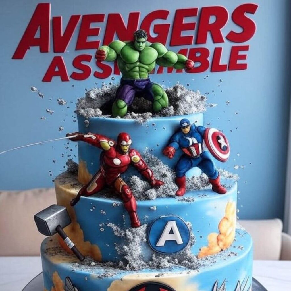 Hulk and Avengers Team-Up Cake