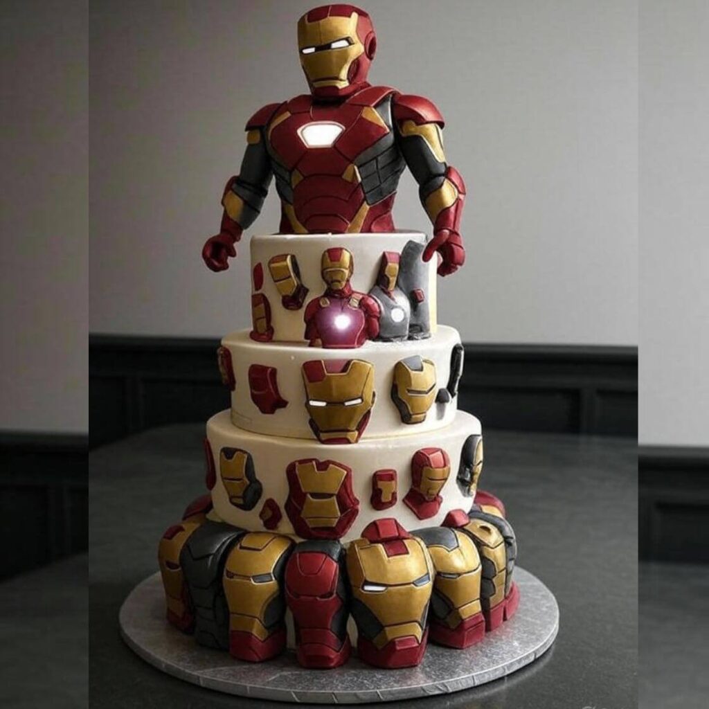 10 Stunning Iron Man Cake Design Ideas for Superhero Fans 7 Iron Man Armor Assembly Cake