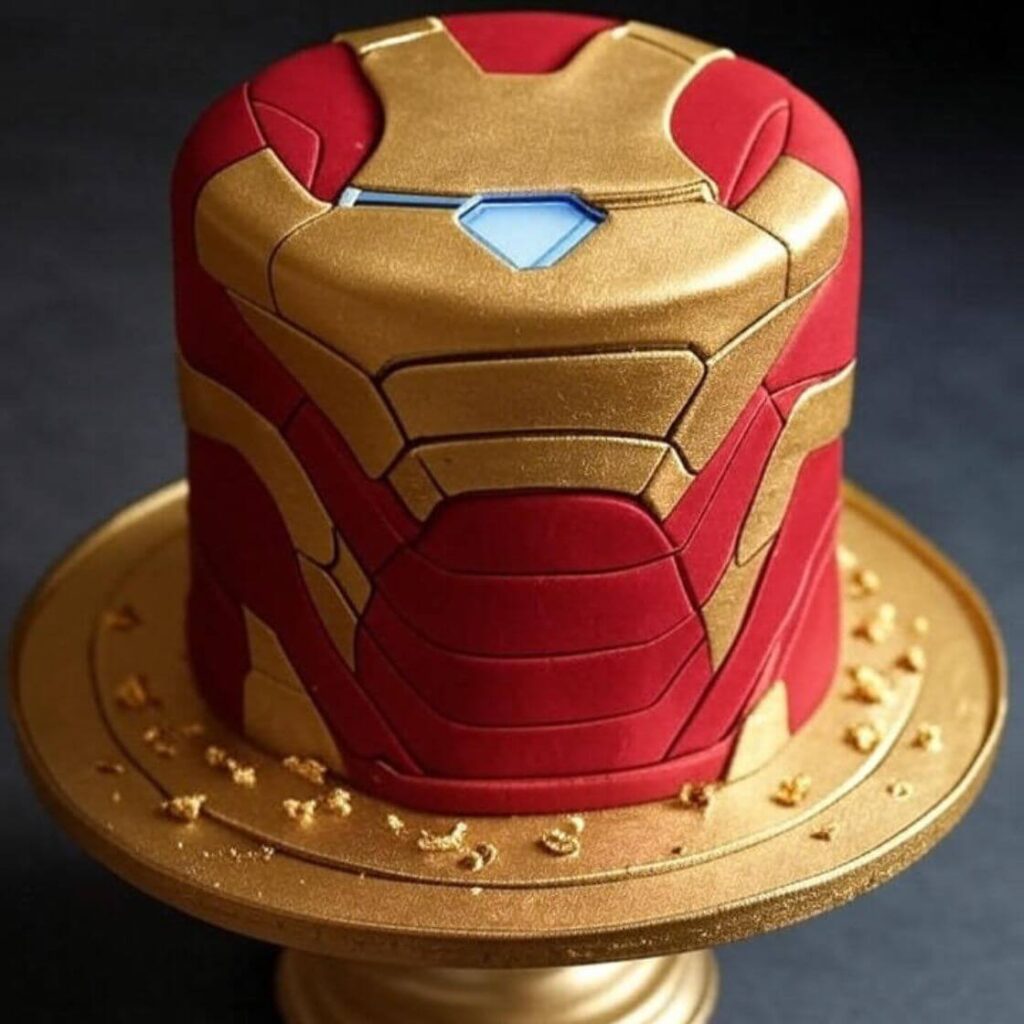 10 Stunning Iron Man Cake Design Ideas for Superhero Fans 10 Iron Man Cake with Edible Gold Leaf