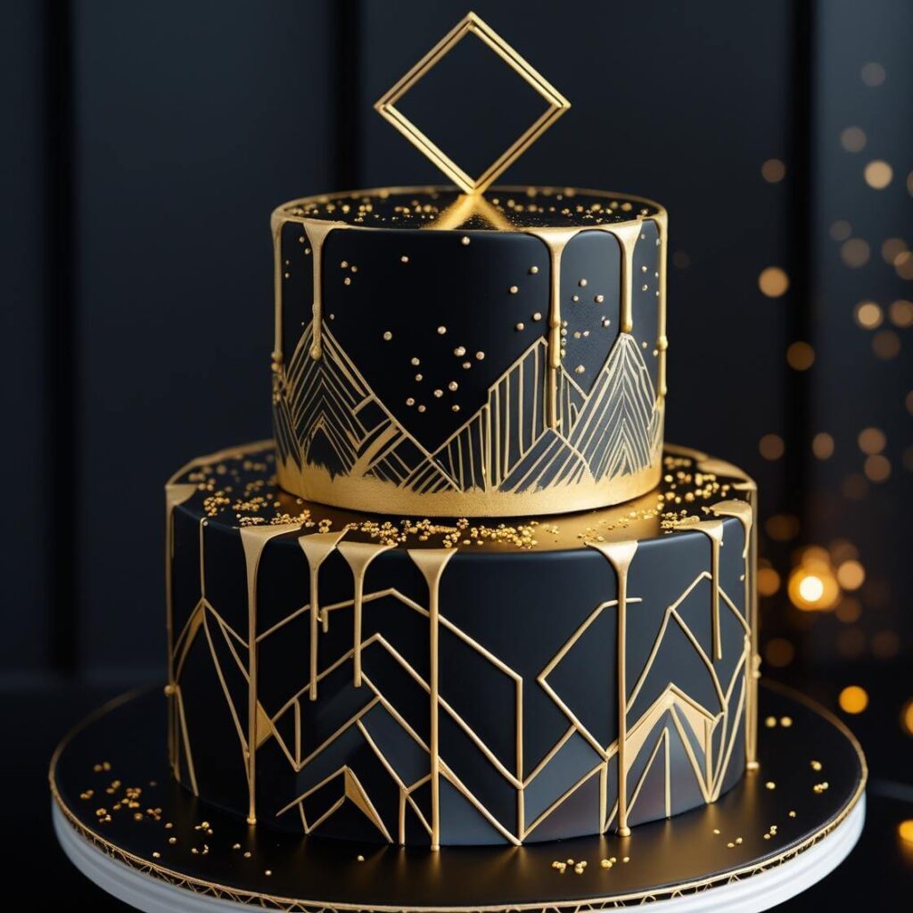 Metallic & Glamorous Cake for Ring Ceremony