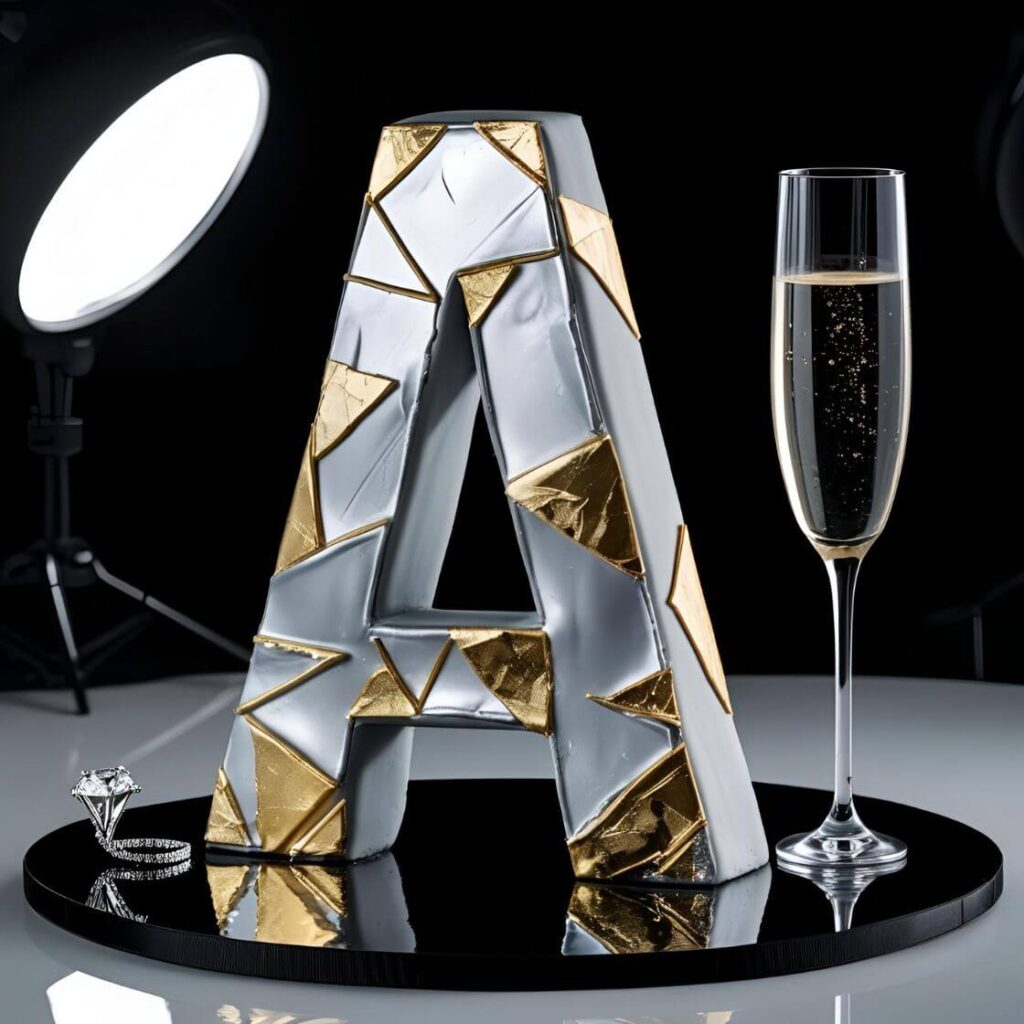 Best 10 Letter Cake Design Ideas to Wow Your Guests! 6 Metallic Gold & Silver Letter Cake