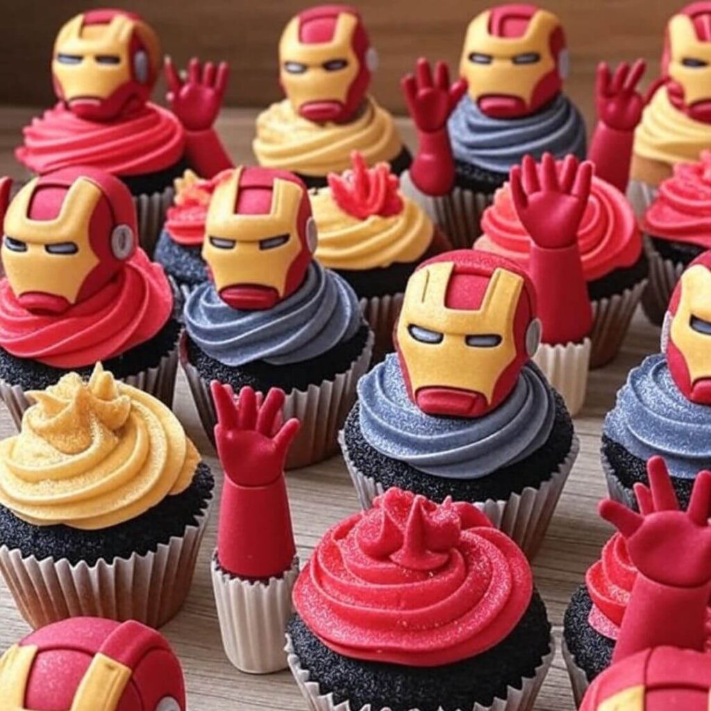 10 Stunning Iron Man Cake Design Ideas for Superhero Fans 8 Mini Iron Man Cupcakes