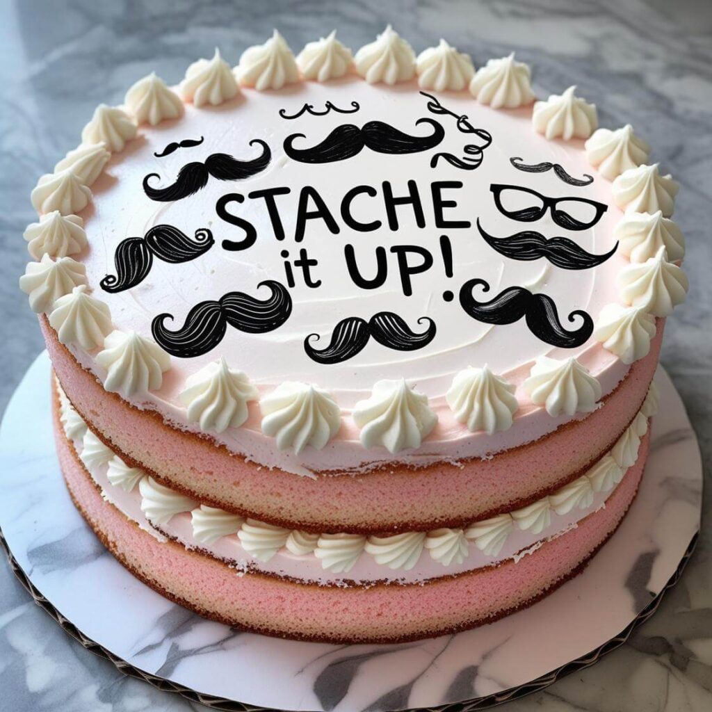 Mustache Doodle Cake