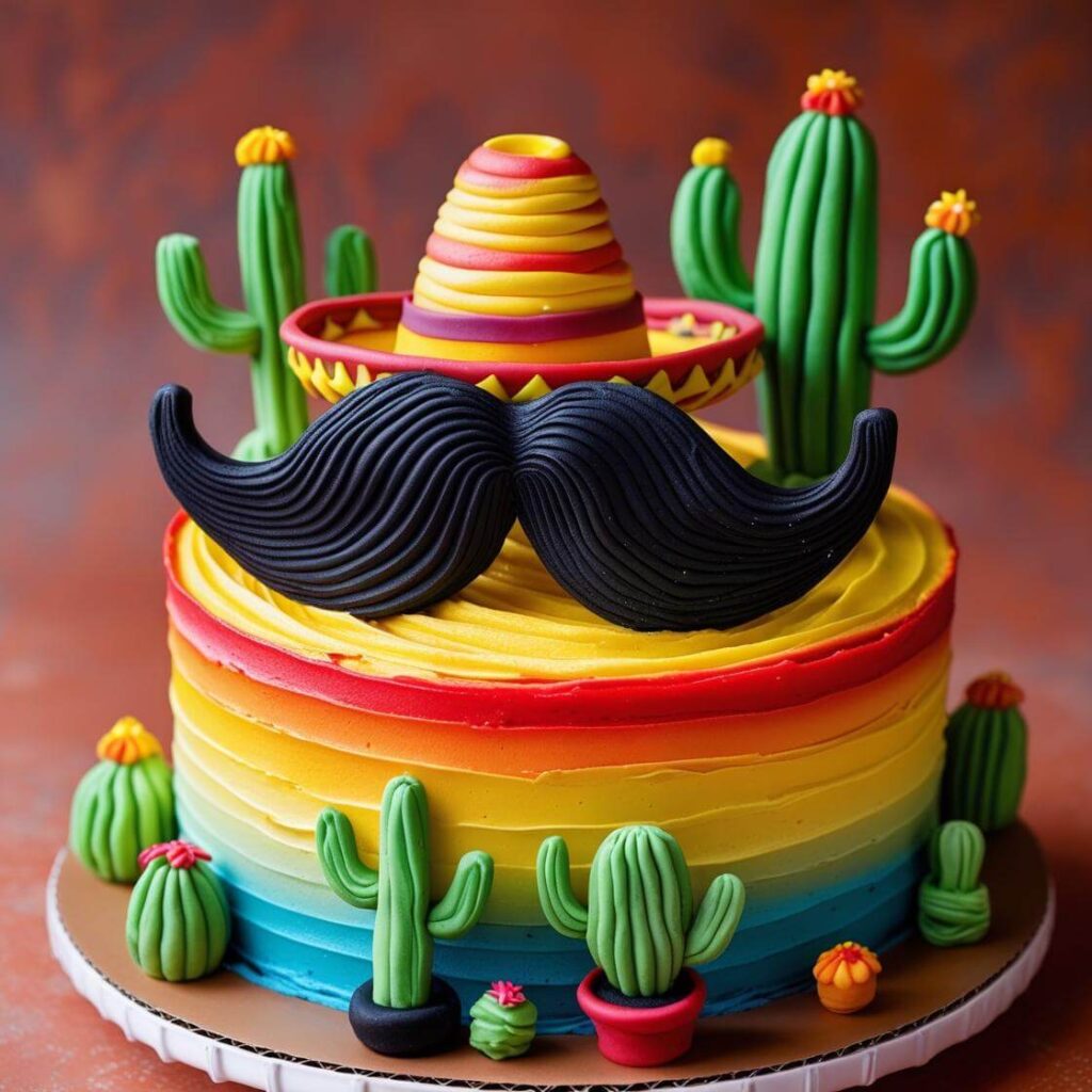 Mustache Fiesta Cake