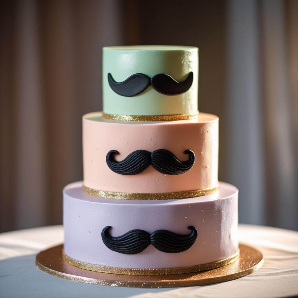 Mustache Silhouette Layer Cake