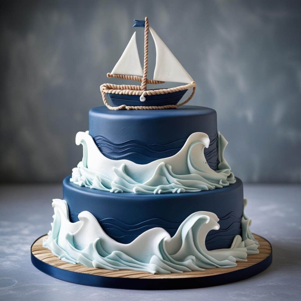Nautical-Themed Blue Cake