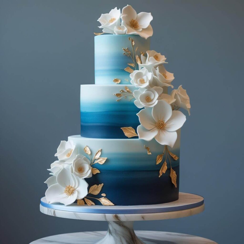 Ombre Blue Wedding Cake