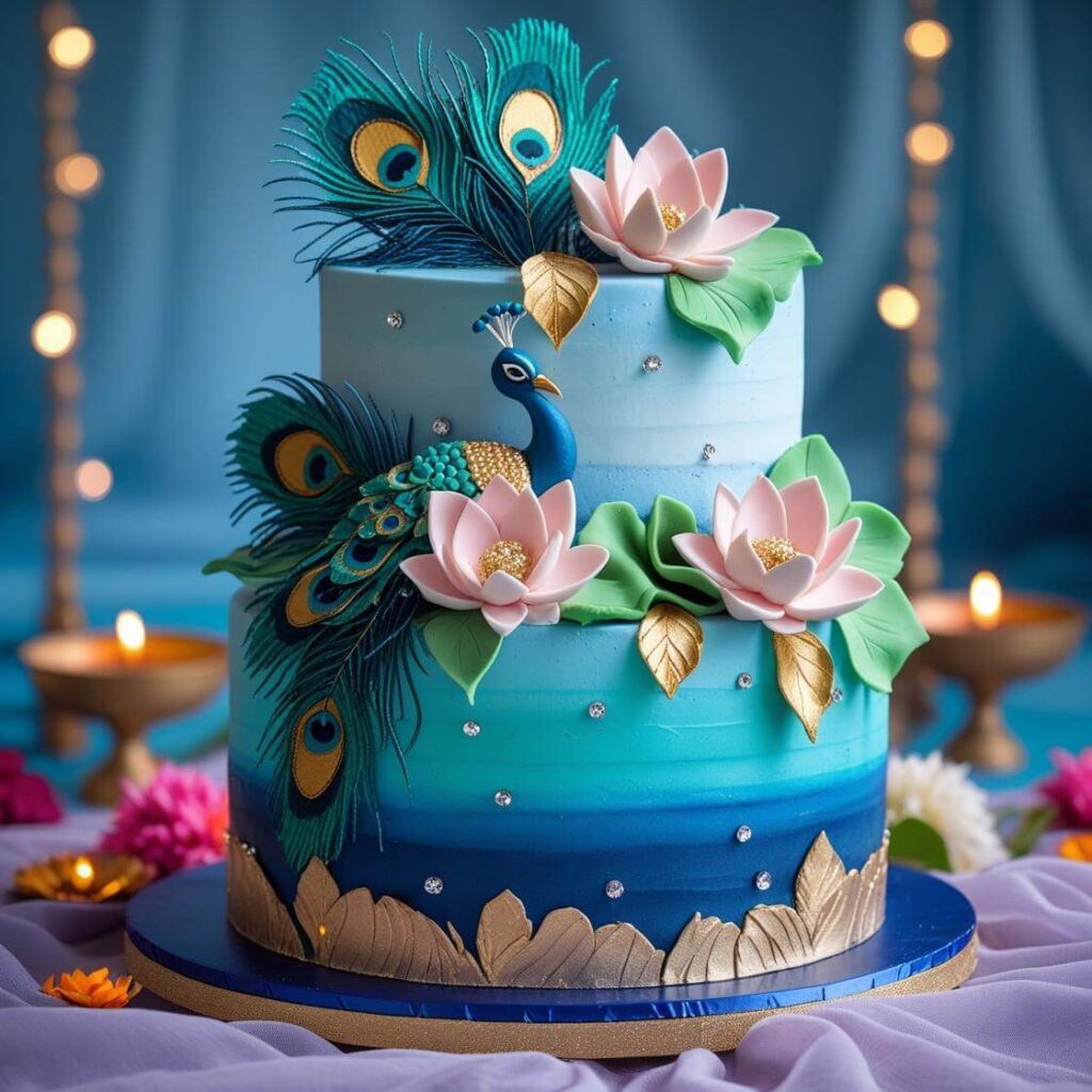 Peacock Feather Themed Cake