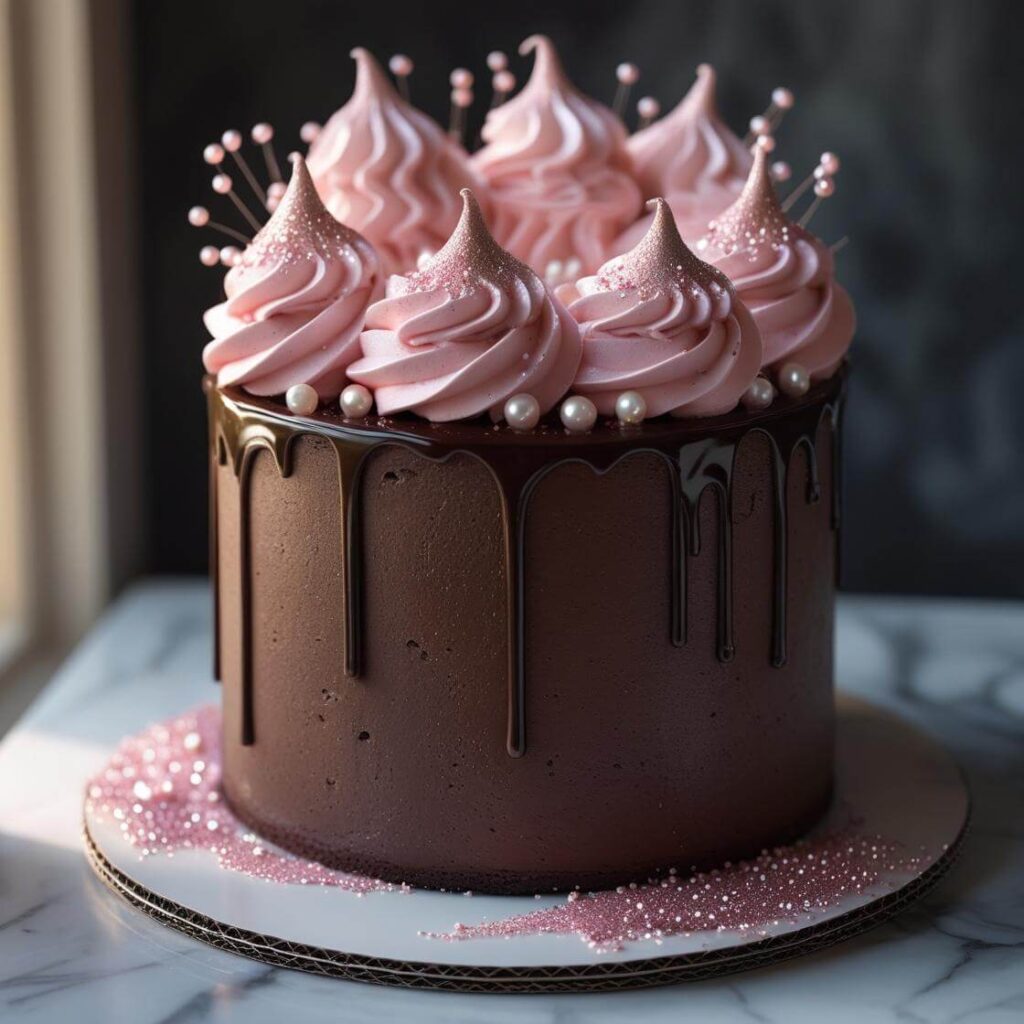 Pink Chocolate Drip Cake