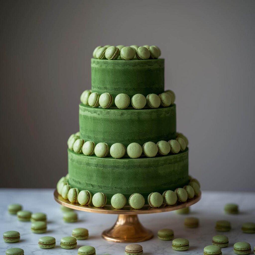 Pistachio Macaron Tower Cake Design