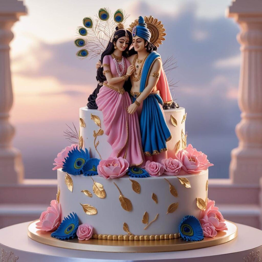 Radha-Krishna Love Theme Cake