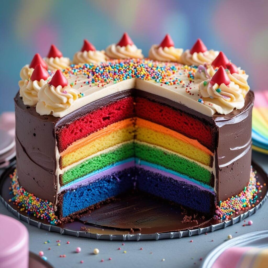 Rainbow Chocolate Layer Cake