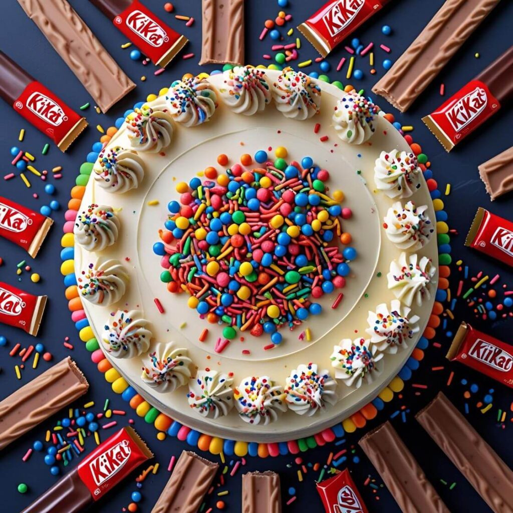 Rainbow Sprinkle KitKat Cake