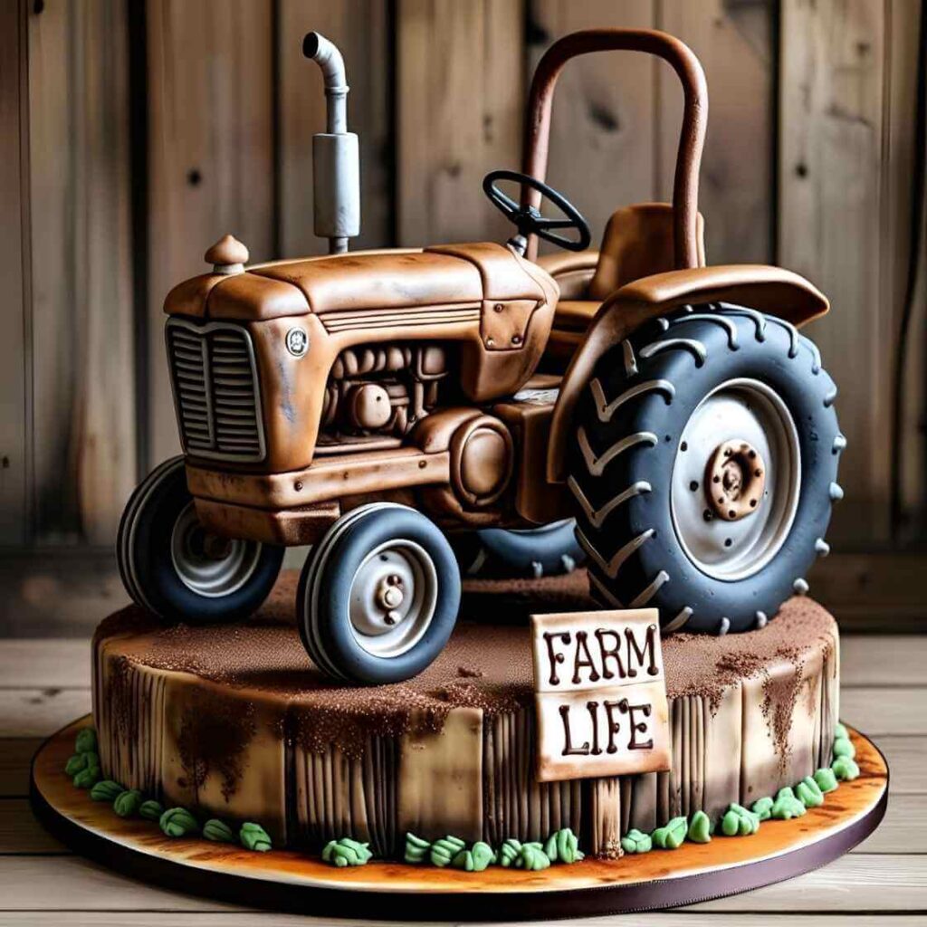 Rustic Wooden Tractor Cake